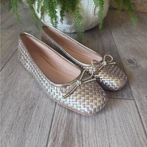 Dune London Heights Metallic Woven Leather Ballet Flats